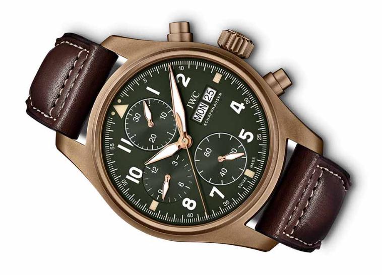 The bronze fake watches have green dials.